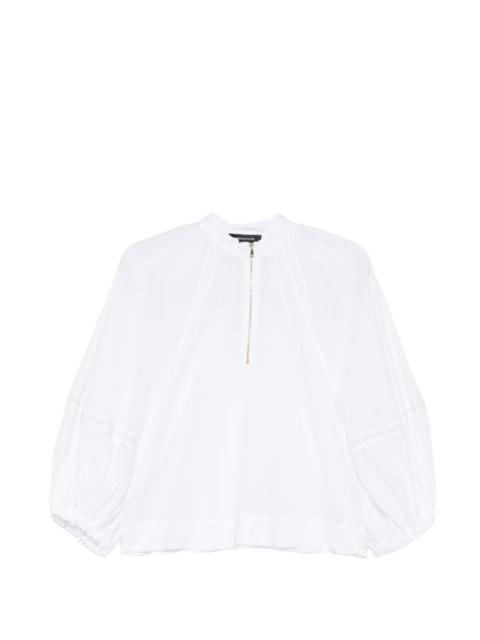 zip balloon-sleeve blouse