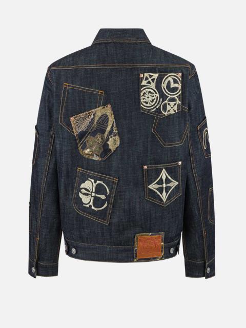 Multi-Pocket with Brocade Patch Regular Fit Denim Jacket