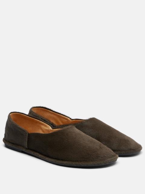 Canal calf hair slip-on shoes