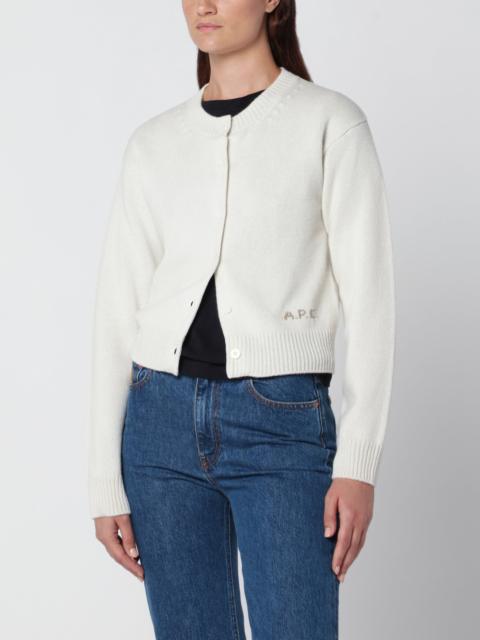 Short ecru wool cardigan