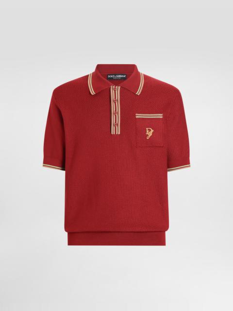 Silk polo-shirt with logo embroidery