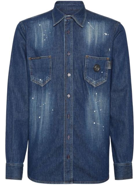 denim long-sleeved shirt