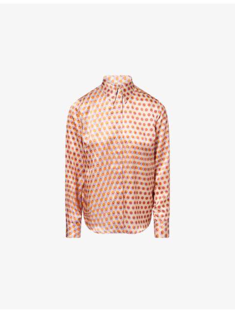 Polkadot Long-Sleeve Silk Shirt