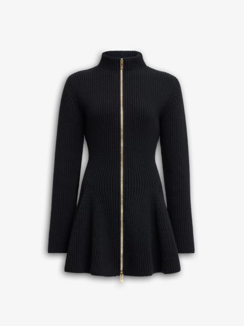 FLARED RIBBED KNIT CARDIGAN