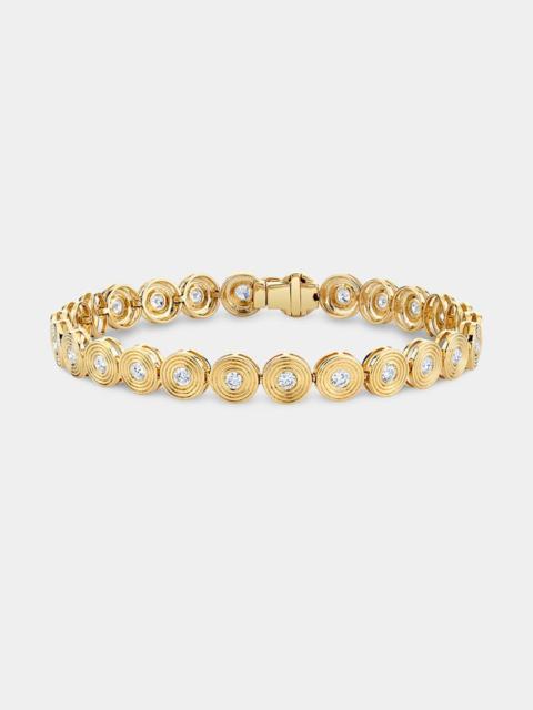 14K Gold Diamond Fluted Tennis Bracelet