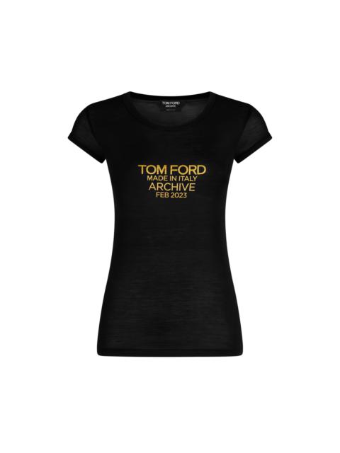 SILK JERSEY FITTED T-SHIRT WITH TOM FORD ARCHIVE LOGO