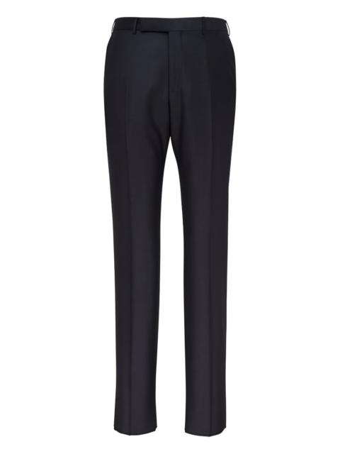 flat-front wool trousers