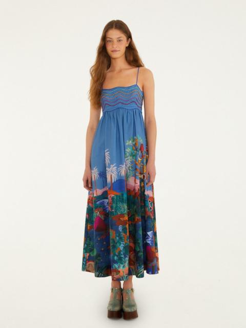 Multicolor Dream Landscape Organic Cotton Sleeveless Maxi Dress