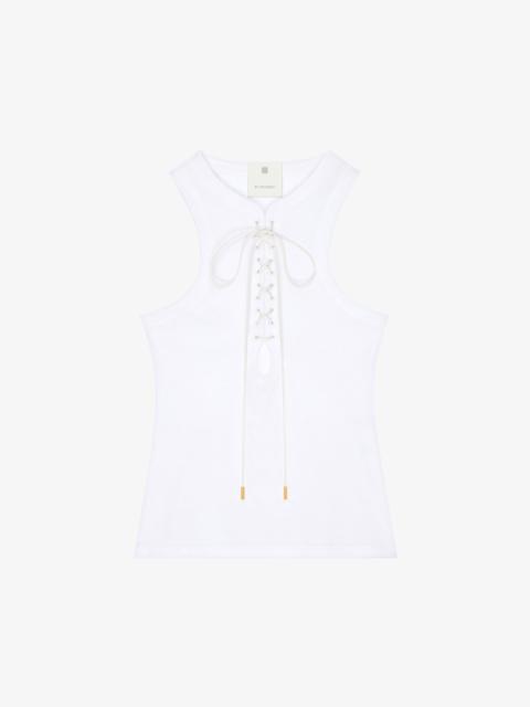 SLIM FIT TANK TOP IN COTTON WITH LACES AND 4G DETAIL