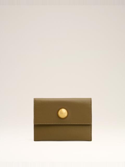 KHAKI LEATHER CARROUSEL FOLDED CARD HOLDER
