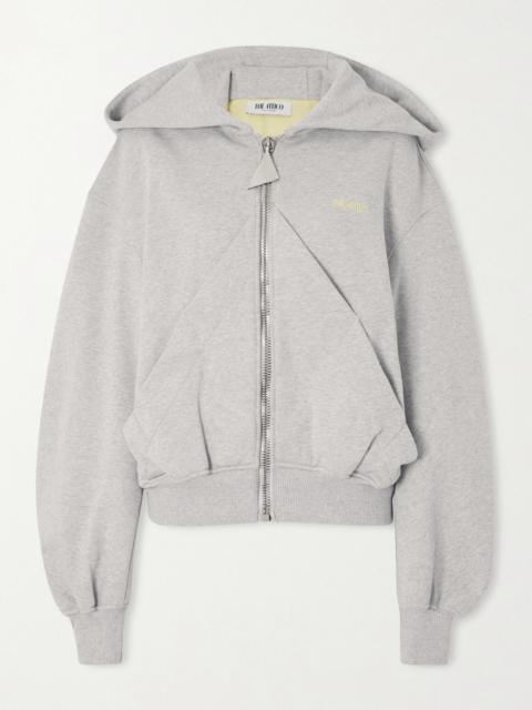 Embroidered Cotton-blend Jersey Zip-up Hoodie