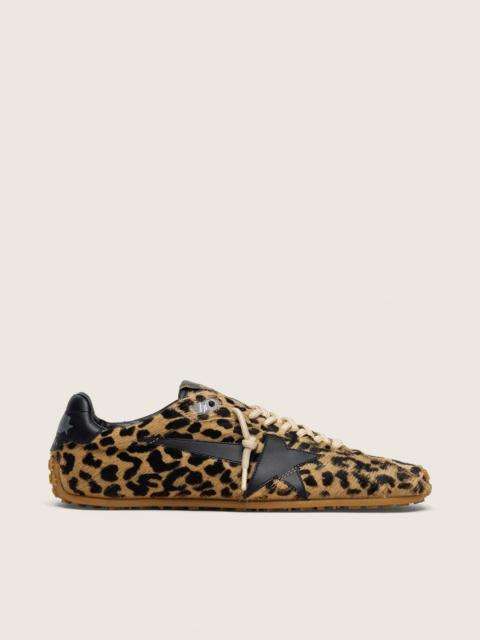 Women's Marathon Speed in beige and black leopard-print pony skin with black leather star