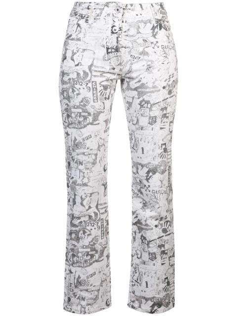 cartoon-printed straight jeans