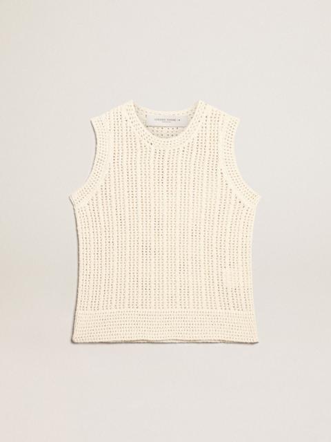 Papyrus-colored knitted sleeveless top