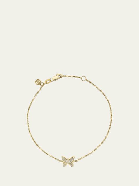 14K Gold Diamond Butterfly Bracelet
