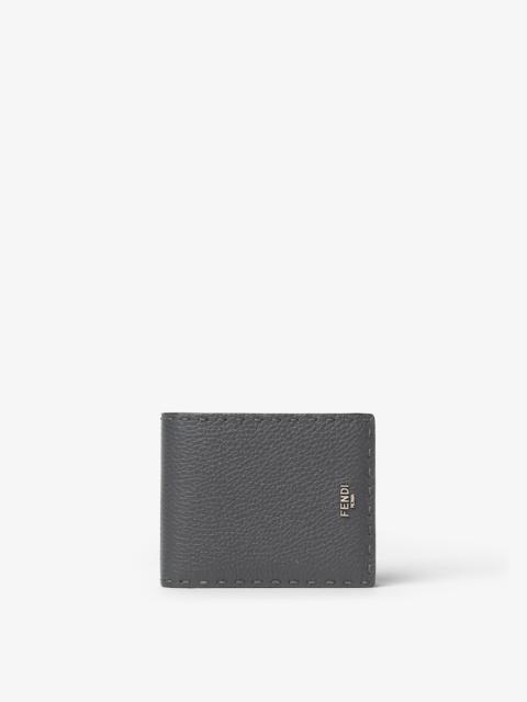Selleria Wallet Asphalt gray and pink Selleria bi-fold wallet with 132 hand-sewn stitches