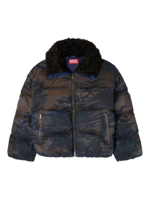 quilted trimmed-collar padded jacket