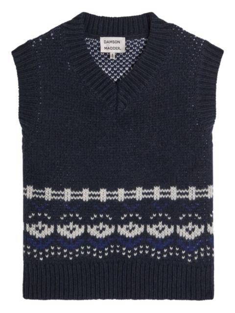 patterned V-neck wool top