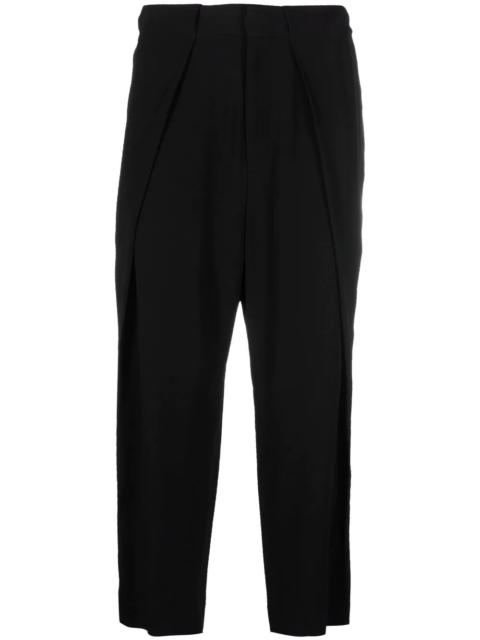 side folded crepe cropped trousers