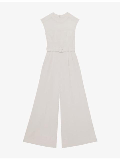 Alba Belted-Waist Stretch-Woven Jumpsuit
