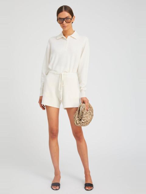 CHALK CASHMERE POLO SWEATER