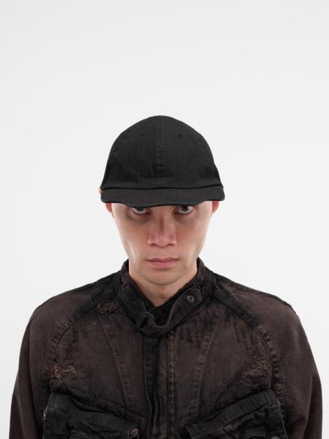 Black Aged Denim Panel Cap