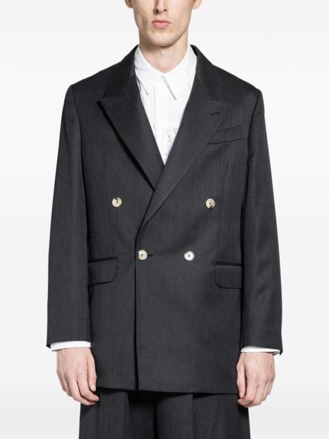 daisy-embroidered double-breasted blazer