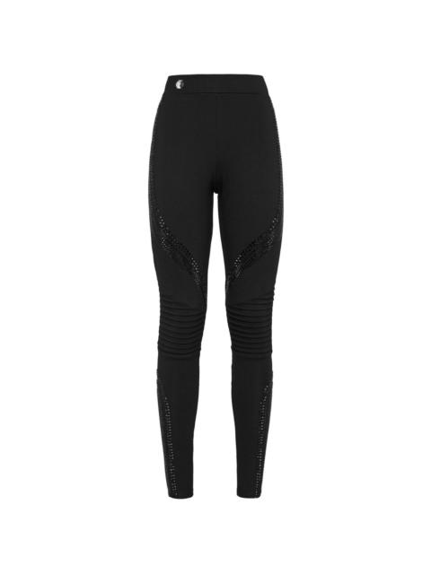 crystal-embellished panelled leggings