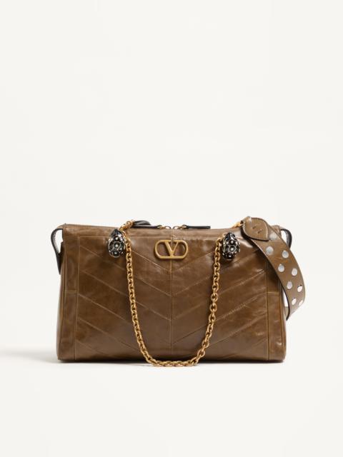 VALENTINO GARAVANI PANTHEA SHOULDER BAG IN NAPPA LEATHER WITH CHEVRON PATTERN