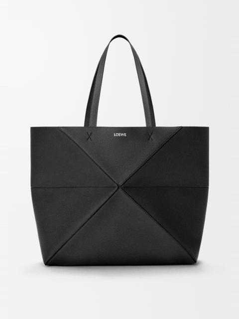 Large horizontal Puzzle Fold tote in soft grained calfskin