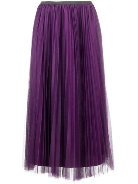 pleated tulle midi skirt