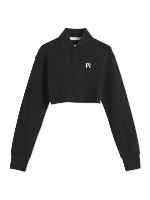 Palm Angels PA Monogram Cropped Long Sleeve Polo