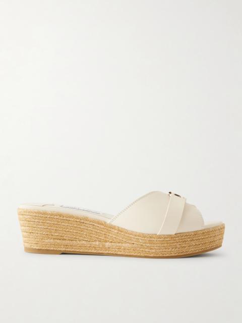 Leda Logo-embellished Leather Platform Espadrilles