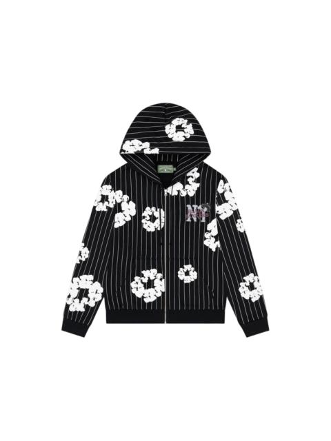 Denim Tears Pinstripe Wreath Zip Hoodie Black