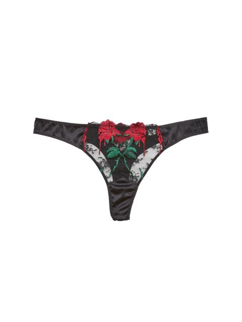 Vampire Rose Embroidery Thong
