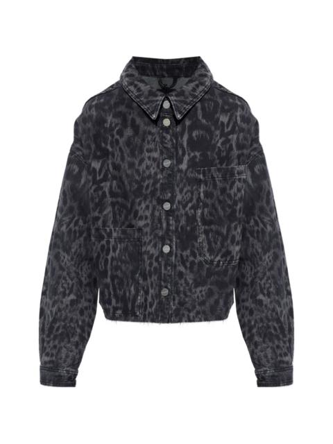 Nicky leopard-print denim jacket