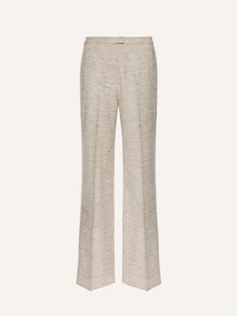 Straight-leg silk blend trousers in beige melange