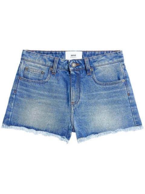 frayed denim mini shorts