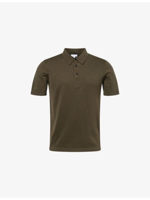 Sun Sea Island Short-Sleeve Knitted Cotton Polo Shirt