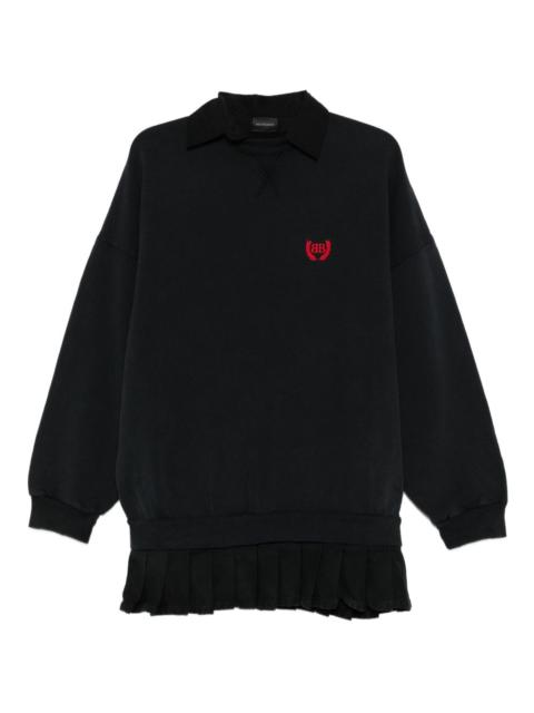 embroidered pleated mini dress