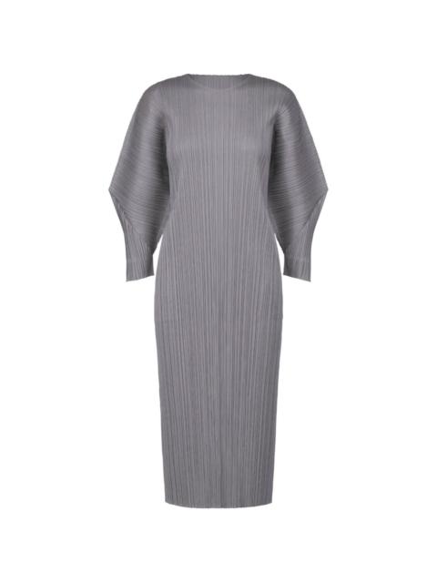 pleated midi dress