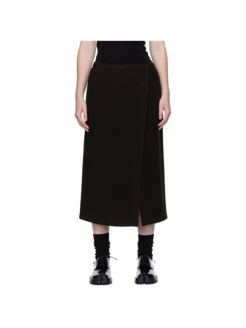 Brown Wrap Midi Skirt