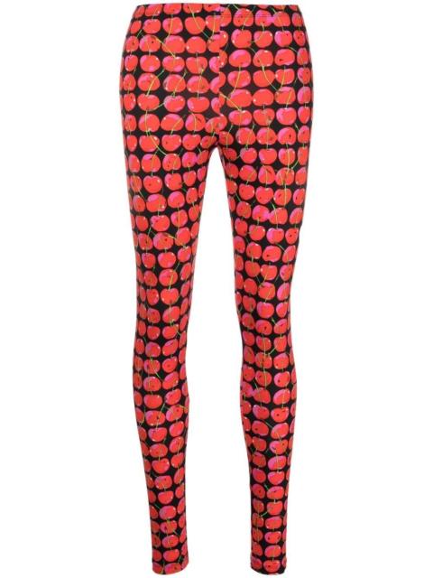 cherry-print mid-rise leggings