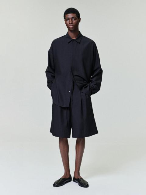 Striped Wool Baggy Shorts