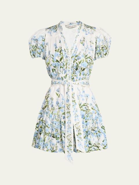 Cora Short-Sleeve Tiered Mini Shirtdress