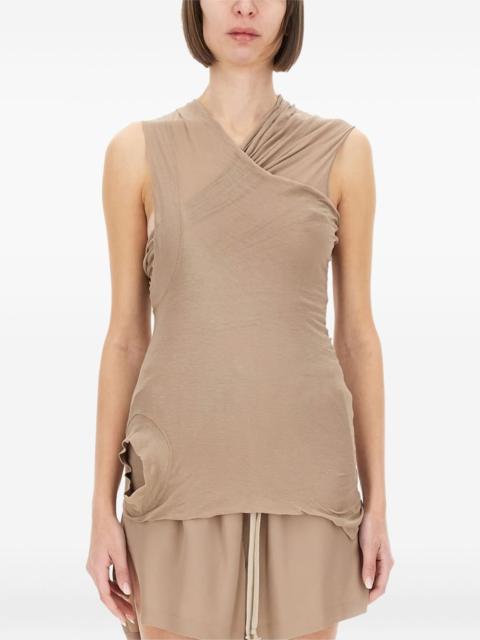 draped sleeveless top