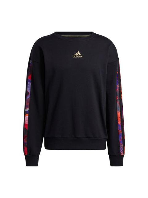 adidas Mic Gfx Crew Printing Basketball Round Neck Sports Black GU9538