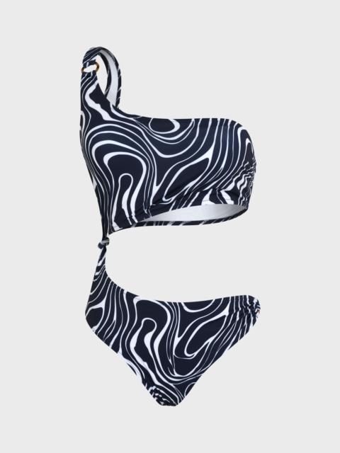 WOMEN ASYMMETRIC ONE-PIECE SWIMSUIT ORCAS