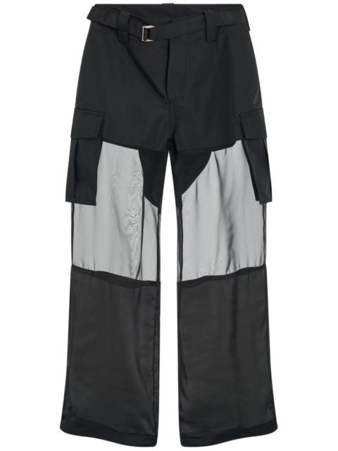 transparent-detail cargo straight trousers