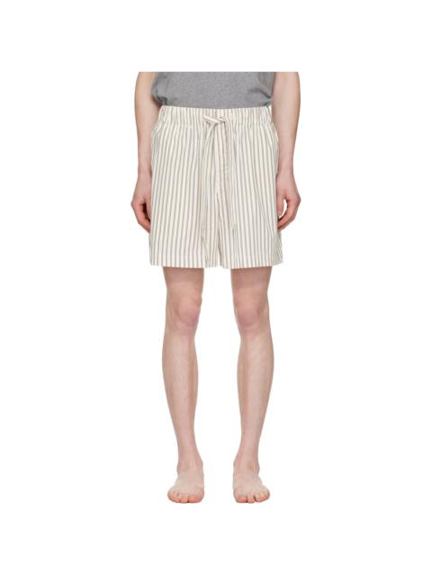 Brown & Off-White Poplin Pyjama Shorts